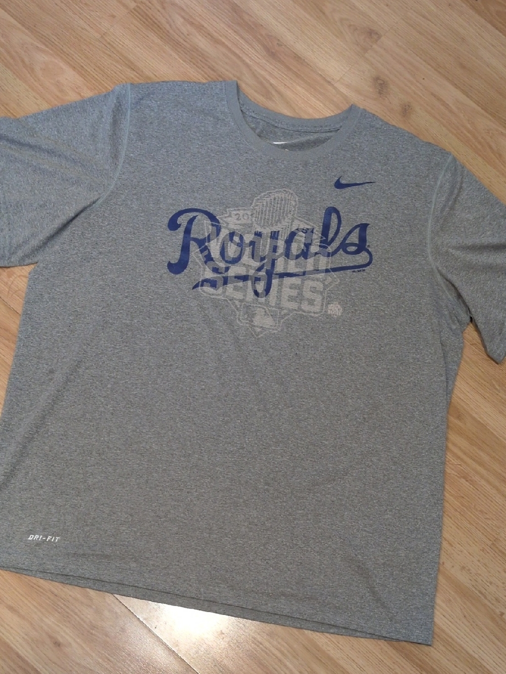 Nike Gray Royals Short Sleeve Dri-FIT Tee with Blue Logo
